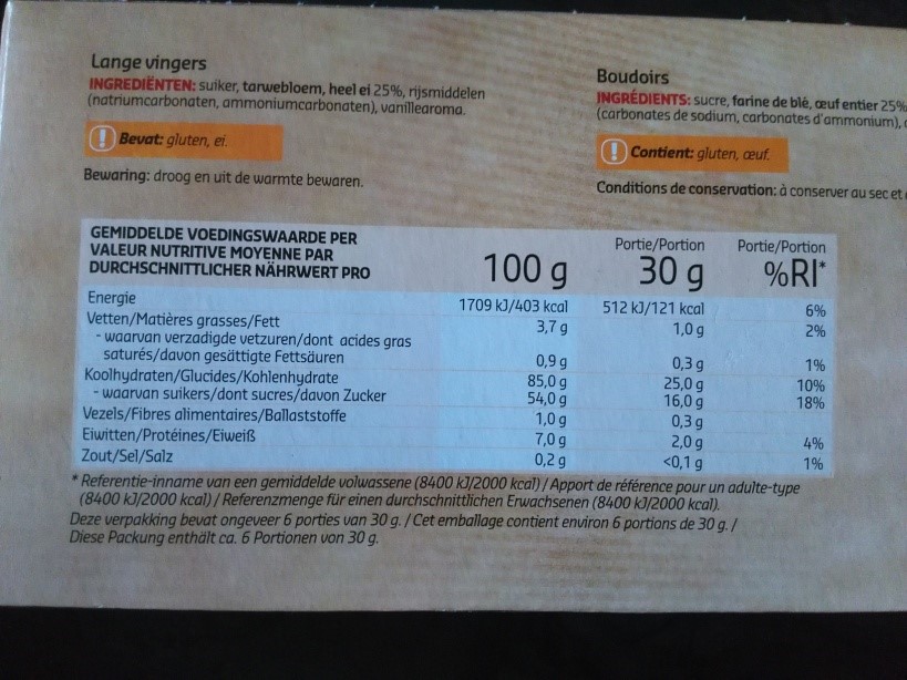 dietiste herzele nutripunt - verpakking koek